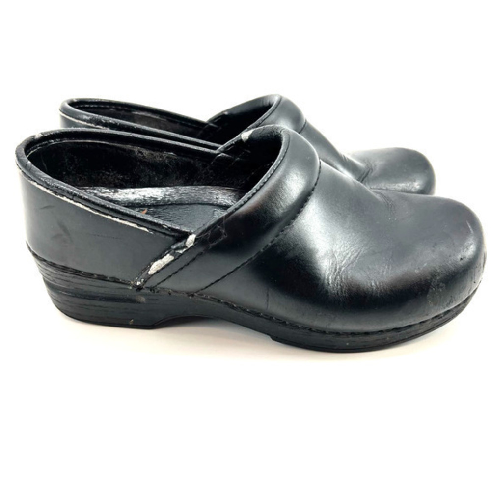 Dansko black women clog slip on shoes professional nurse comfort flaws 6.5 - 7